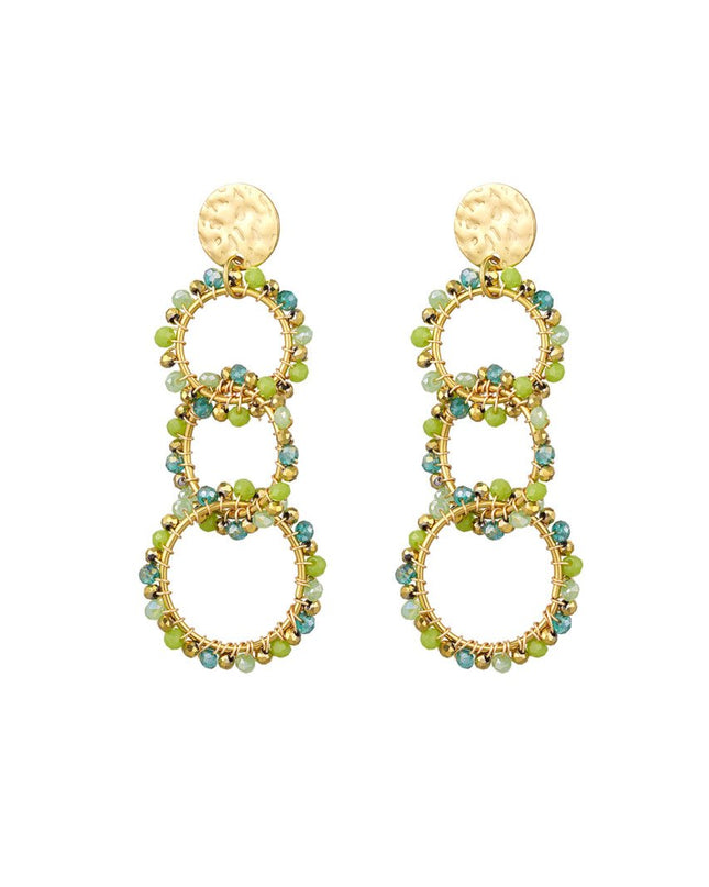 Oorbellen 3 kralen cirkels - groen