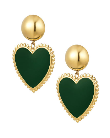 Oorbellen knopje met hart - groen