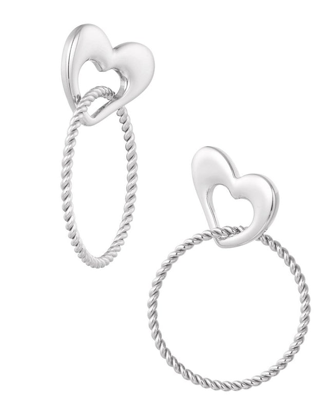 Oorbellen hart met ring - zilver