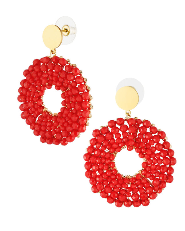 Oorbellen donut - Rood