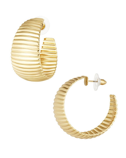 Oorbellen grove streepjes print - goud