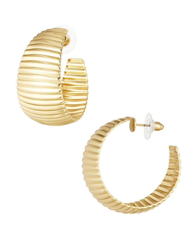 Oorbellen grove streepjes print - goud