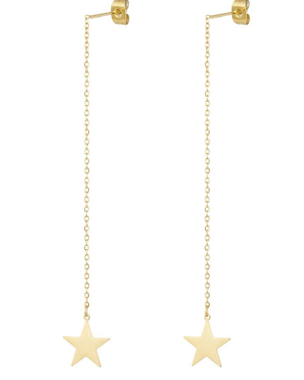 Oorbellen lang ster - goud