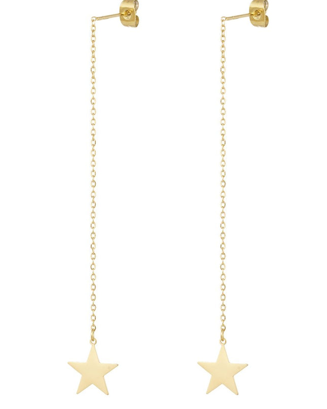 Oorbellen lang ster - goud