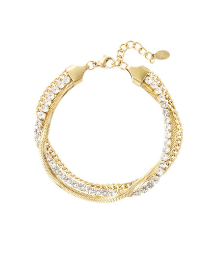 Armband dubbele laag steentjes - goud