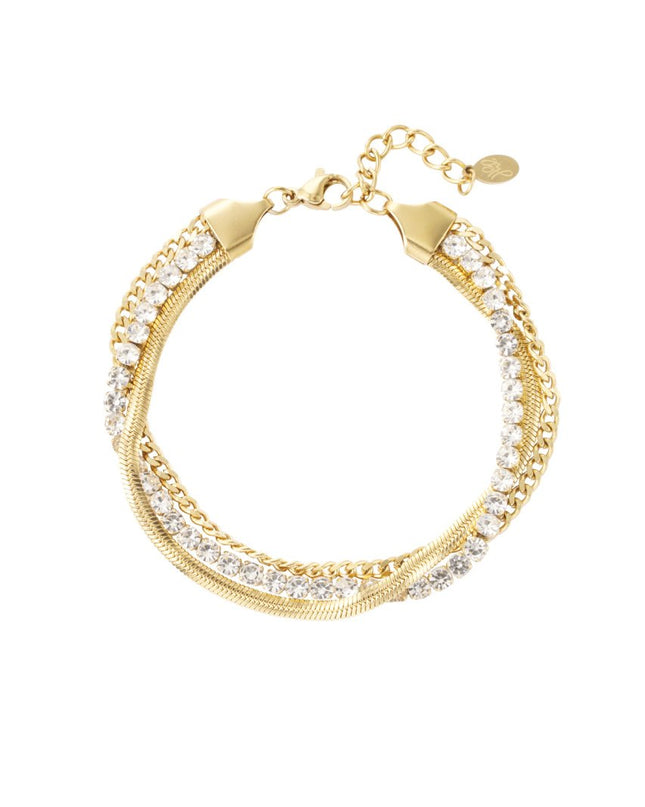 Armband dubbele laag steentjes - goud