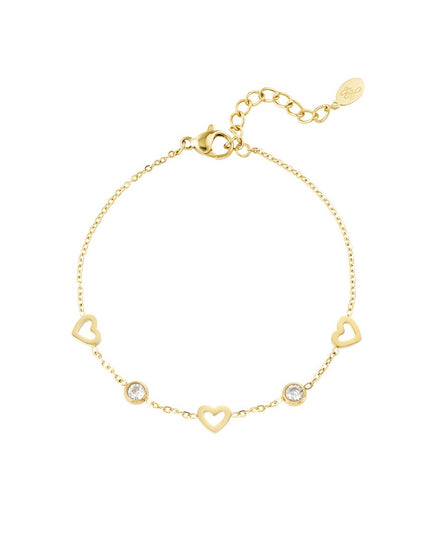 Armband met hart en diamant bedels - goud