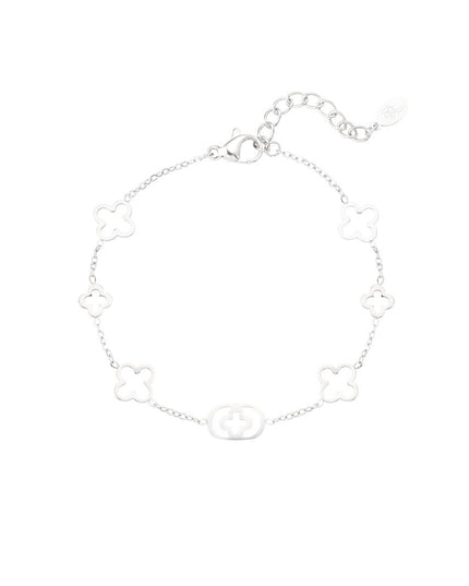 Armband met klaver bedels - zilver