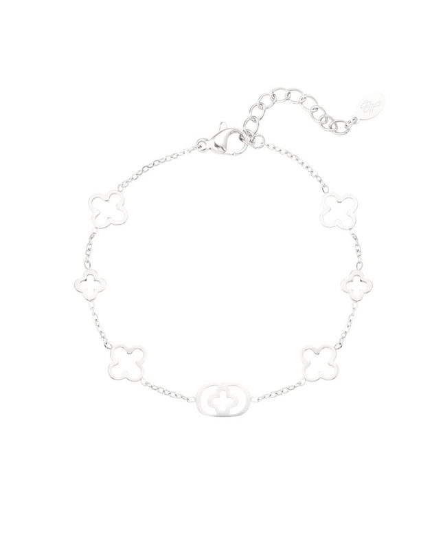 Armband met klaver bedels - zilver