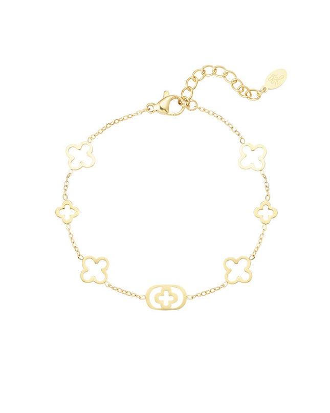 Armband met klaver bedels - goud