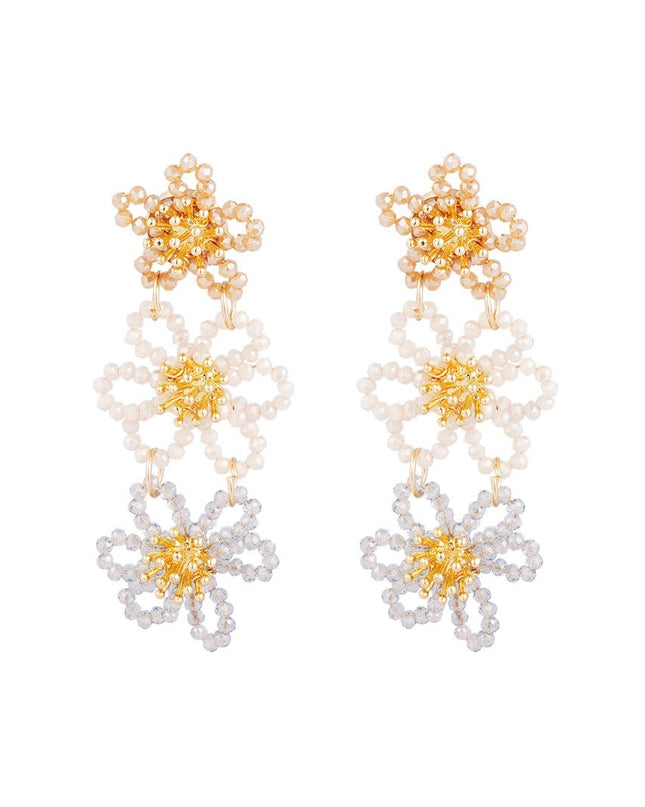 Flower party statement oorbellen - beige