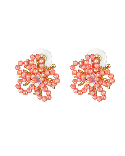 Kralen bloem oorbellen - oranje