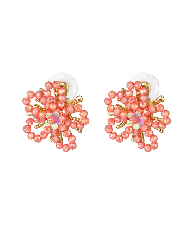 Kralen bloem oorbellen - oranje