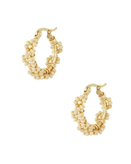 Cirkeloorbellen met Roestvrijstalen Glaskralen - Goud