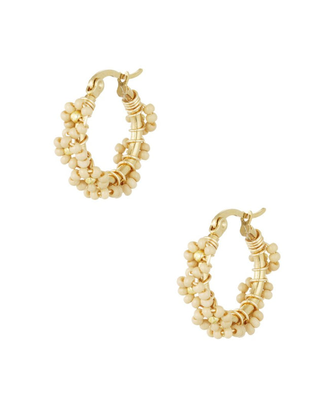 Cirkeloorbellen met Roestvrijstalen Glaskralen - Goud