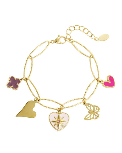 Bedelarmband lovely butterfly - goud