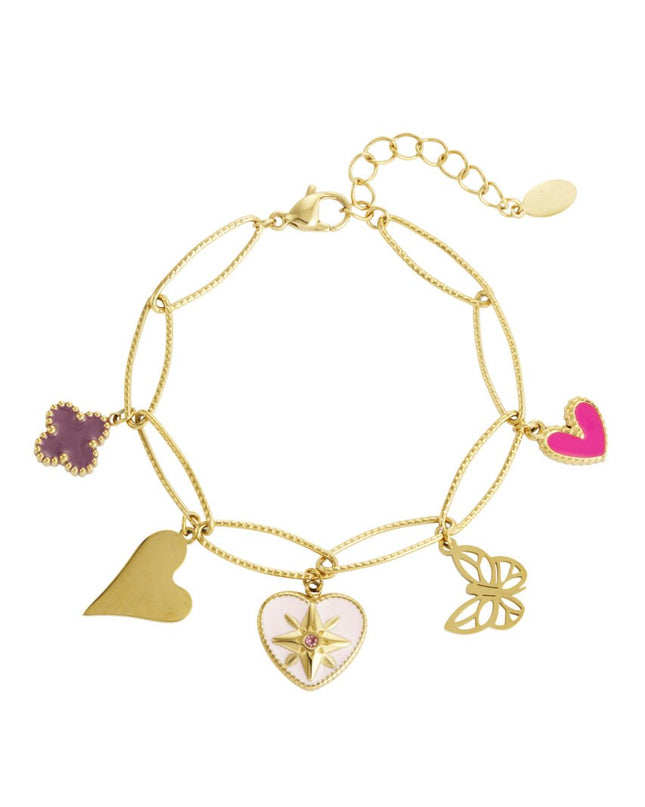 Bedelarmband lovely butterfly - goud