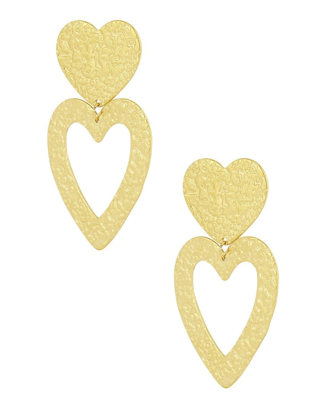 Oorbellen hartjes structuur - Goud