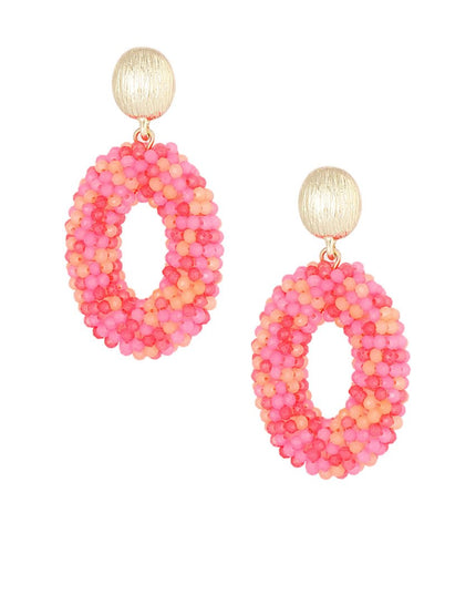 Ovale discodip oorbel - Fuchsia goud