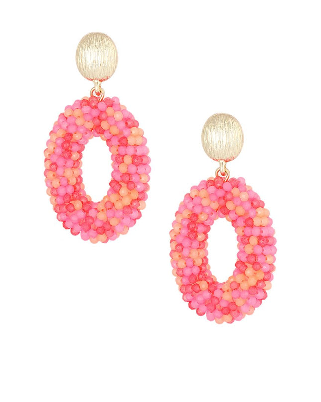 Ovale discodip oorbel - Fuchsia goud