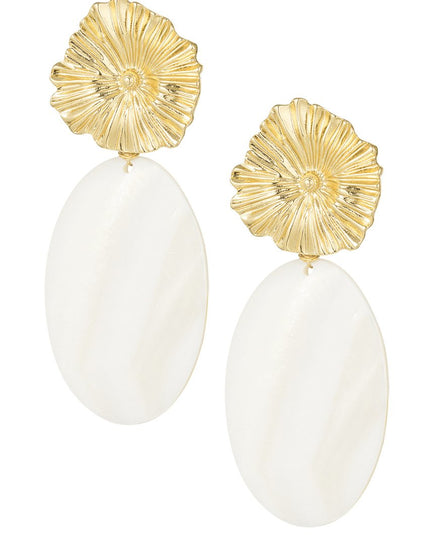 Oorbellen poshy flower - wit goud