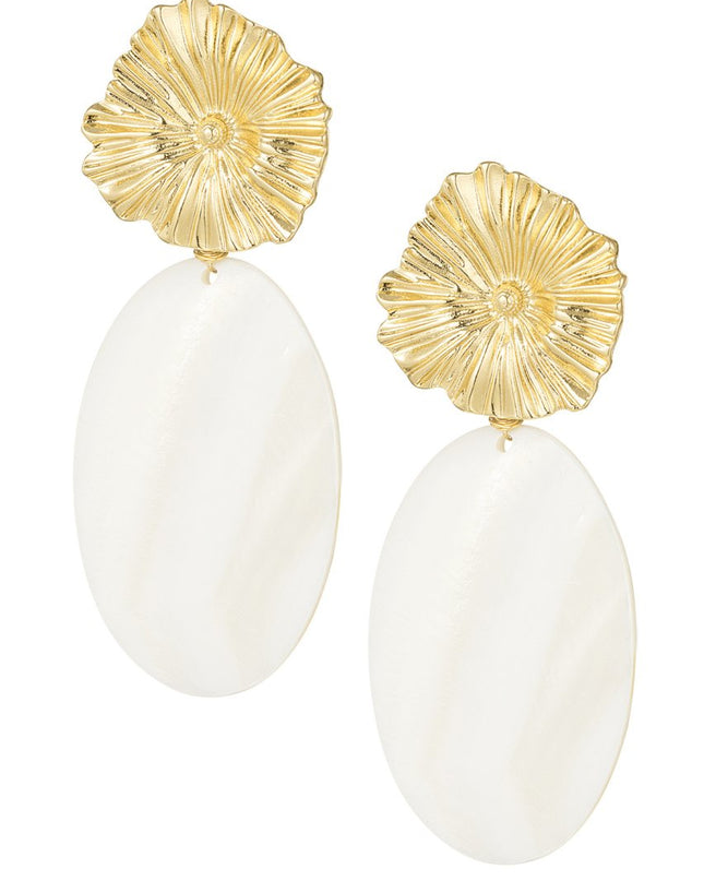 Oorbellen poshy flower - wit goud