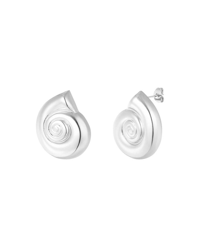 Oorbellen swirly shell - zilver