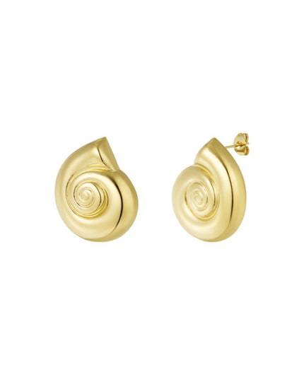 Oorbellen swirly shell - goud