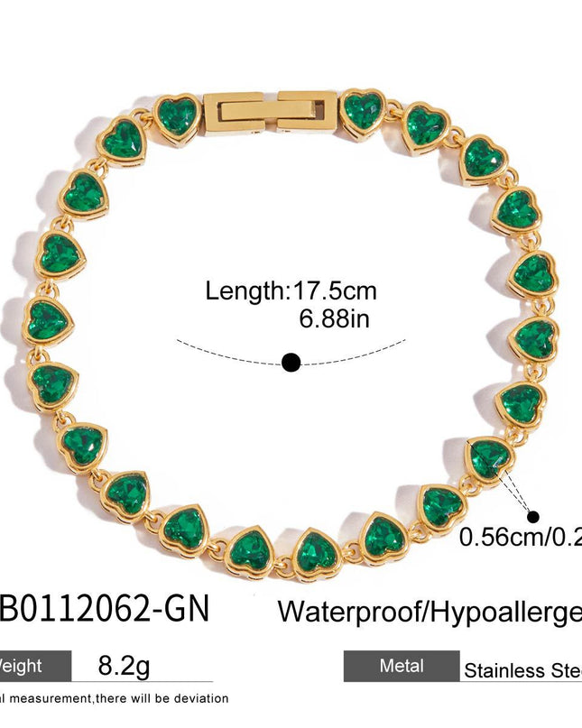 Groene met gouden luxe armband hartjes