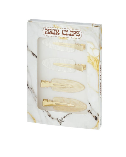 Haarclip box marmer chic - wit goud