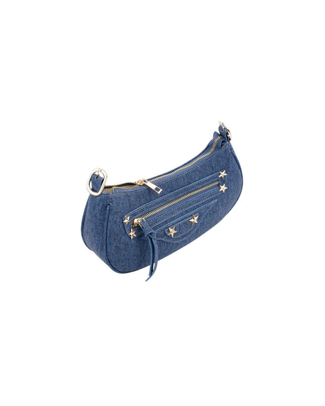 Denim look city tas - donkerblauw