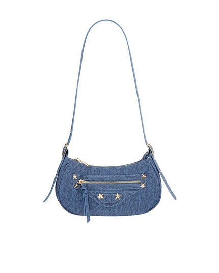 Denim look city tas - donkerblauw