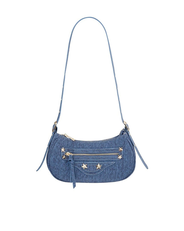 Denim look city tas - donkerblauw
