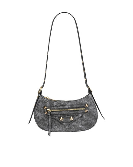 Denim look city tas - donkergrijs