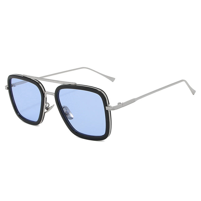 Zonnebril daily solid zilver black blauw