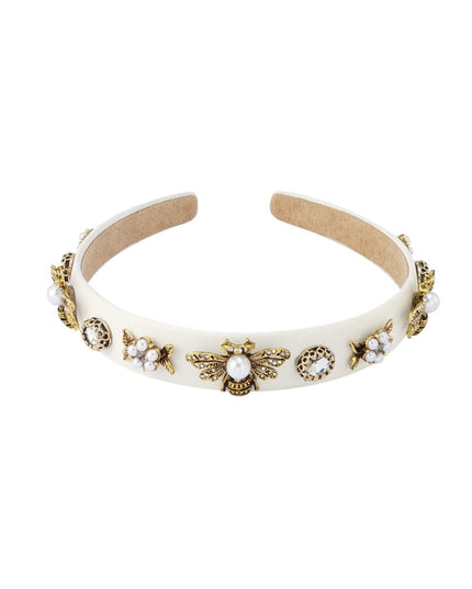 Dunne Haarband met Bedels Off-white