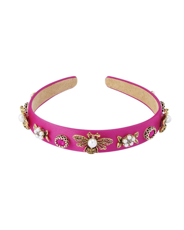 Dunne Haarband met Bedels Fuchsia