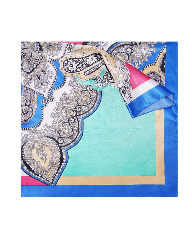 Sjaal met zomerse print blauw & goud