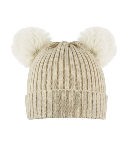 Kids - basic muts met bolletjes beige