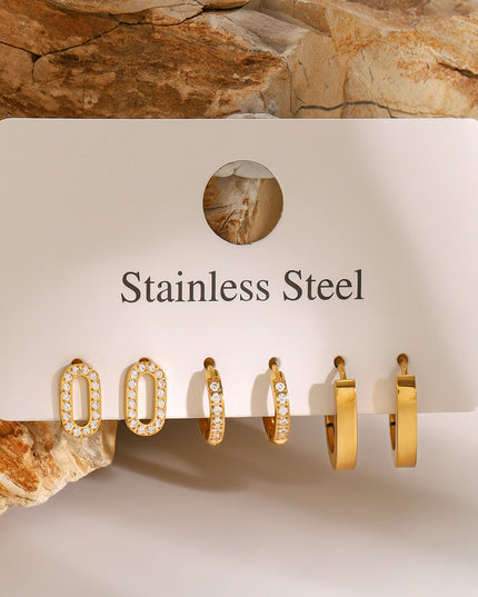 Set oorbellen roestvrijstaal geometrisch