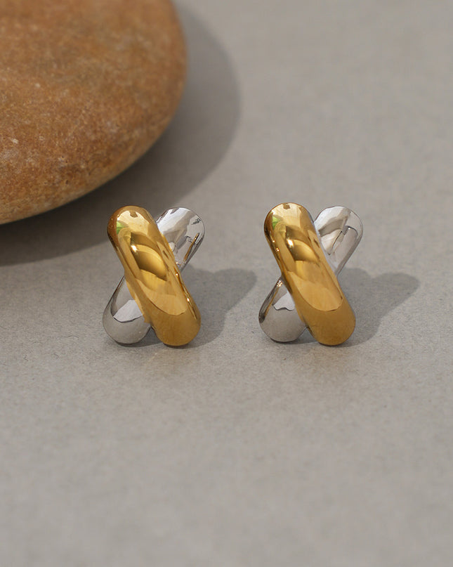 Twee kleurige oorbellen goud en zilver