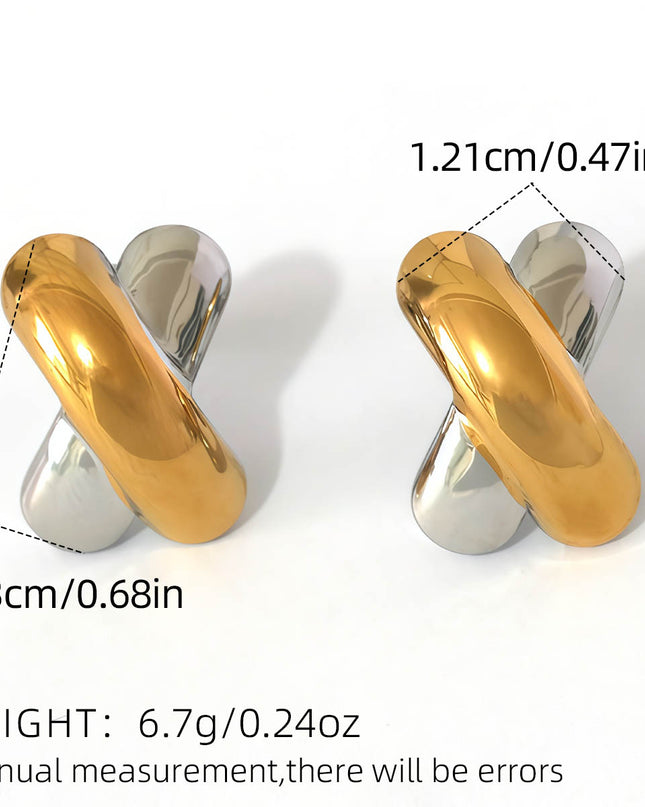 Twee kleurige oorbellen goud en zilver