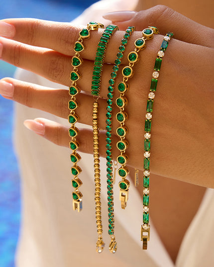 Groene met gouden luxe armband hartjes