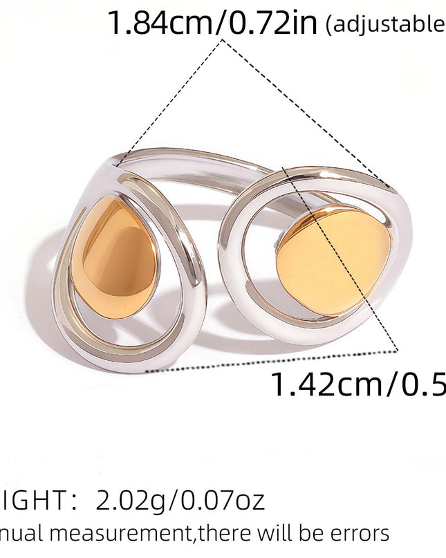 Vintage minimalistische holle roestvrijstalen statement ring goud zilver