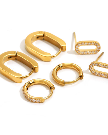 Set oorbellen roestvrijstaal geometrisch