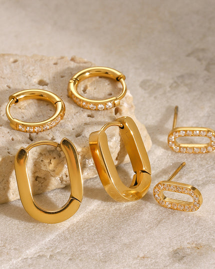 Set oorbellen roestvrijstaal geometrisch