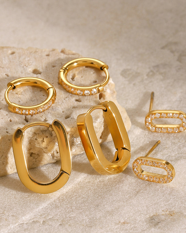 Set oorbellen roestvrijstaal geometrisch