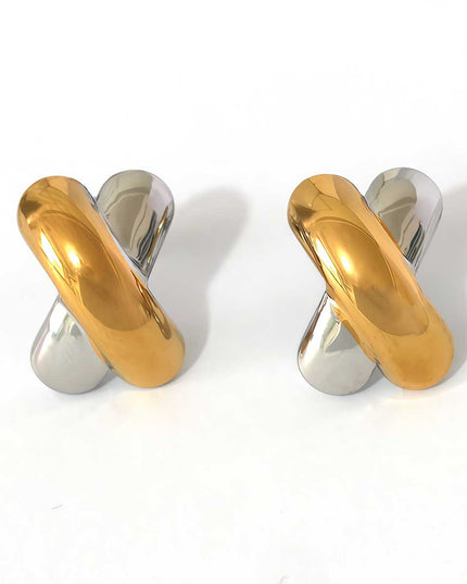 Twee kleurige oorbellen goud en zilver