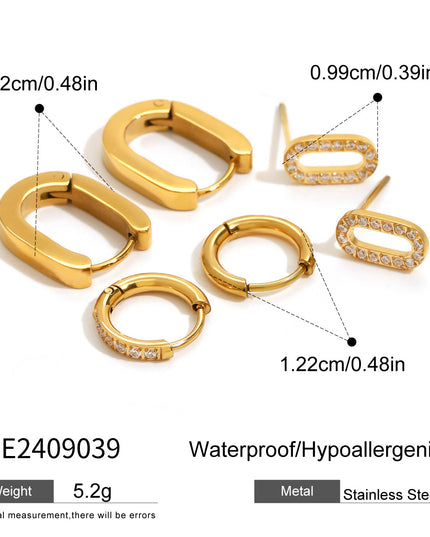 Set oorbellen roestvrijstaal geometrisch