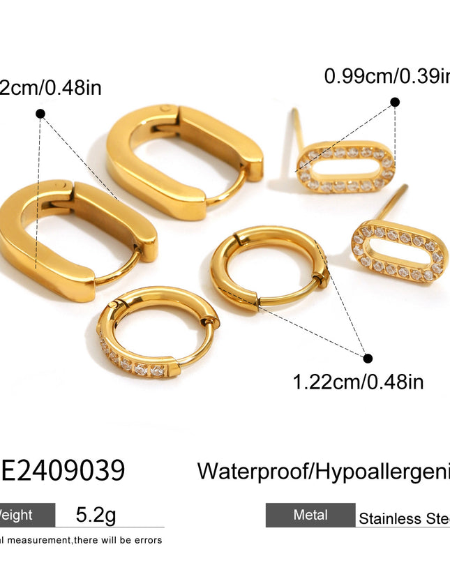 Set oorbellen roestvrijstaal geometrisch